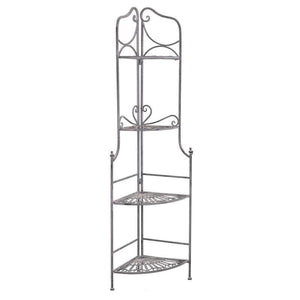 SCAFFALE PORTAVASI CHARLOTTE CON 4 PIANI IN COLORE BIANCO OSSIDATO