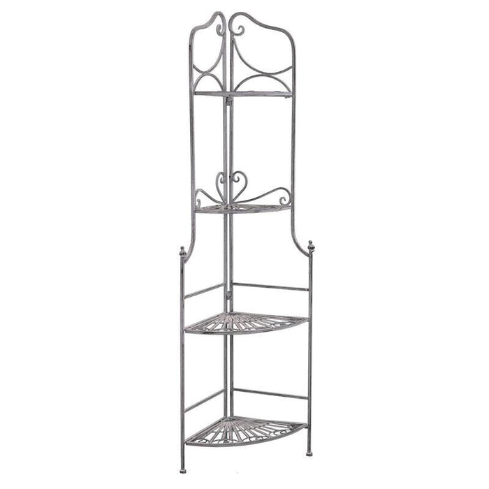 SCAFFALE PORTAVASI CHARLOTTE CON 4 PIANI IN COLORE BIANCO OSSIDATO