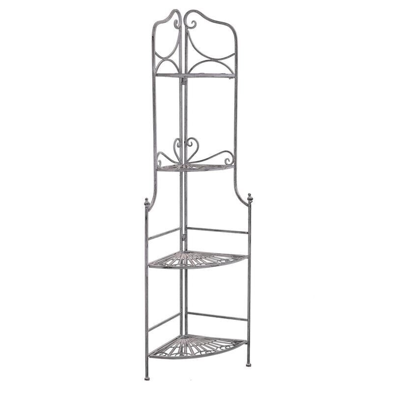 SCAFFALE PORTAVASI CHARLOTTE CON 4 PIANI IN COLORE BIANCO OSSIDATO