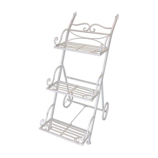 SCAFFALE PORTAVASI KIMBERLY CON 3 PIANI IN COLORE BIANCO ANTICO