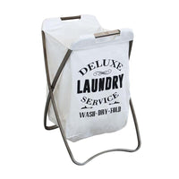 CESTA PORTA BIANCHERIA GILBERT IN TESSUTO BIANCO E STRUTTURA IN FERRO