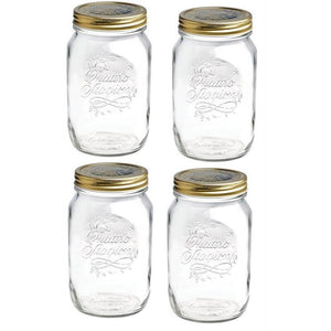 SET 4 BARATTOLI 1000 CC QUATTRO STAGIONI BORMIOLI PER CONSERVE CON TAPPI DA 86MM