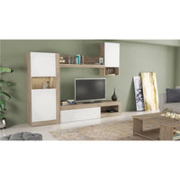 PARETE SOGGIORNO ROOMY BIANCO E ROVERE CHIARO 248 X 42 X H200 CM