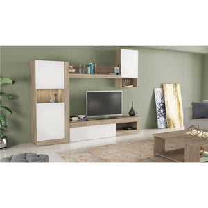 PARETE SOGGIORNO ROOMY BIANCO E ROVERE CHIARO 248 X 42 X H200 CM