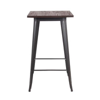 TAVOLINO ALTO PORDOI IN ACCIAIO CON PIANO DI LEGNO 60 X 60 X H103 CM