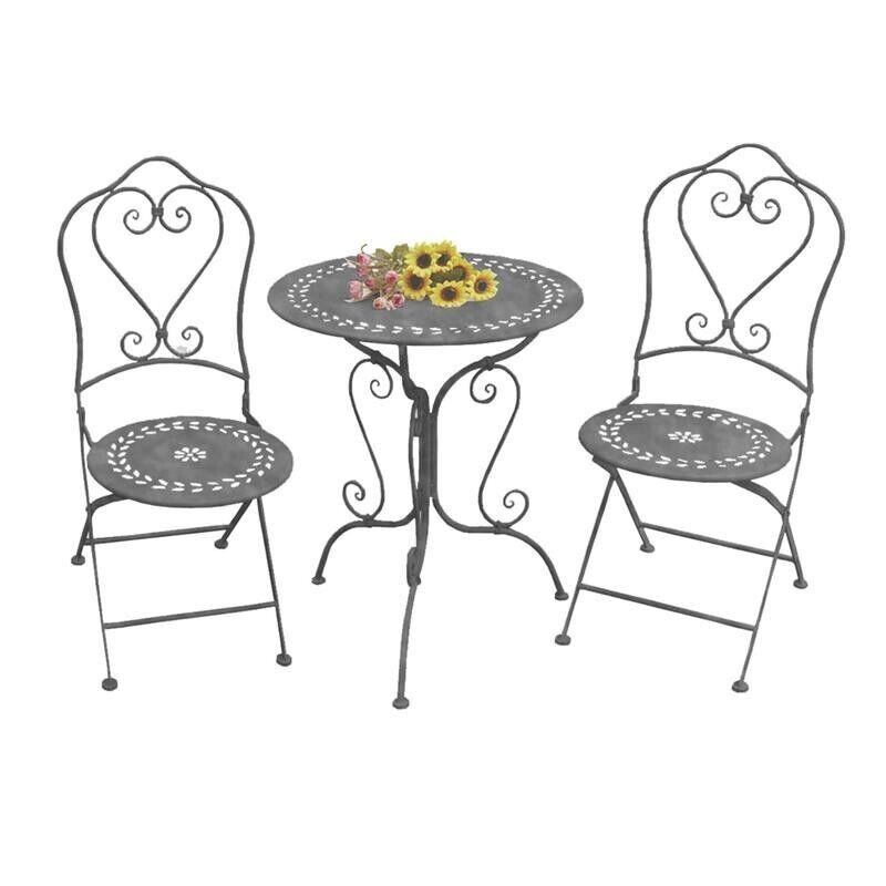 SET BISTROT JEANETTE STRUTTURA IN ACCIAIO IN COLORE BIANCO OSSIDATO