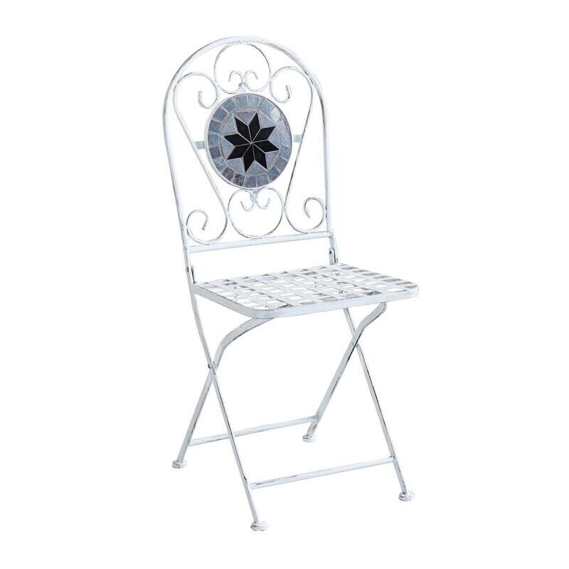 SET BISTROT ALISON STRUTTURA IN ACCIAIO IN COLORE BIANCO ANTICO E MARMO