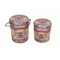 SET DI 2 POUF CONTENITORE TONDI MULTIFUNZIONALI CREMA MAXICANO'S