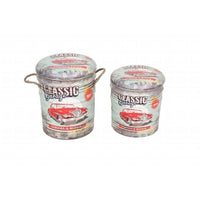 SET DI 2 POUF CONTENITORE TONDI MULTIFUNZIONALI VERDE CHIARO E BIANCO