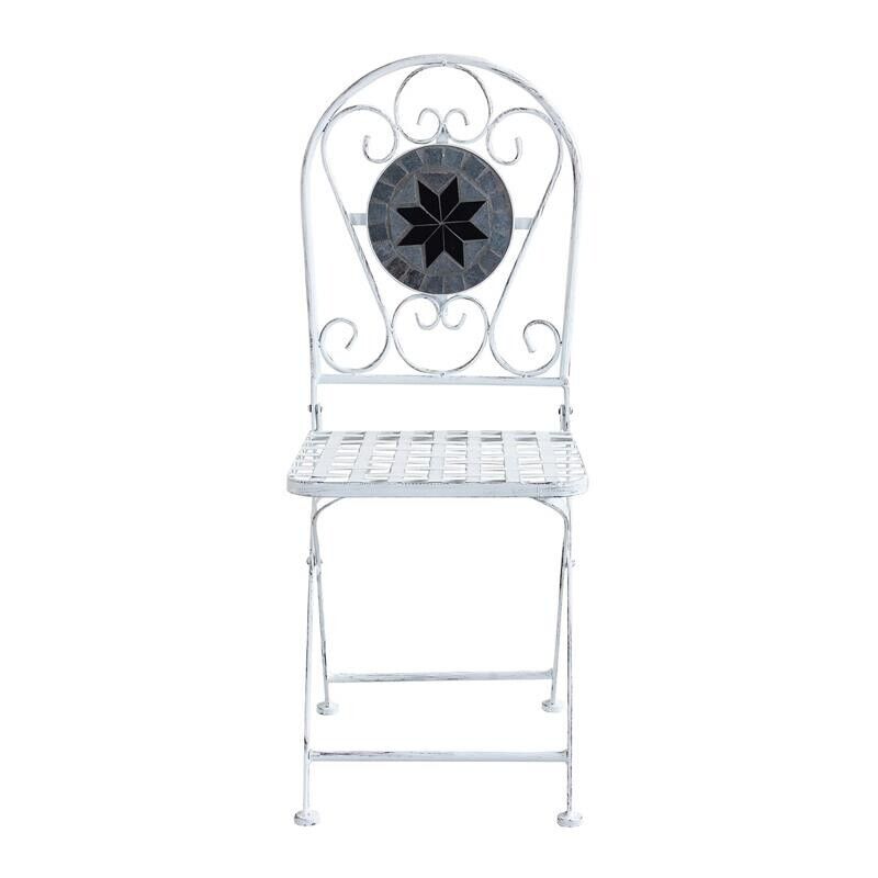 SET BISTROT ALISON STRUTTURA IN ACCIAIO IN COLORE BIANCO ANTICO E MARMO