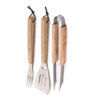 MAURY'S GRILL SET DA 3 UTENSILI PER BARBECUE CON MANICO IN LEGNO 44 CM OKKS