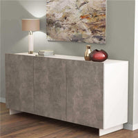 CREDENZA CARLILE BIANCO E GRIGIO AD EFFETTO CEMENTO 150 X 41.5 X H76 CM