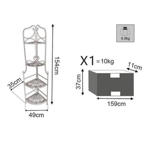 SCAFFALE PORTAVASI CHARLOTTE CON 4 PIANI IN COLORE BIANCO ANTICO
