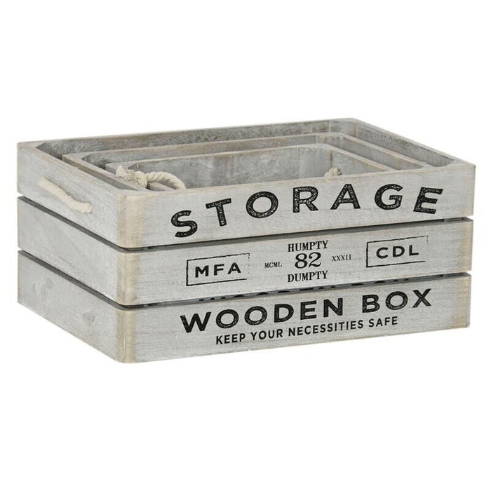 SET DI 3 CASSETTE IN LEGNO ROSELINE PORTA OGGETTI