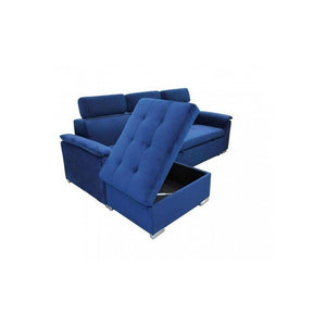 DIVANO LETTO DERRICK CON POGGIATESTA IN COLORE BLU