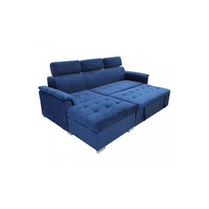DIVANO LETTO DERRICK CON POGGIATESTA IN COLORE BLU