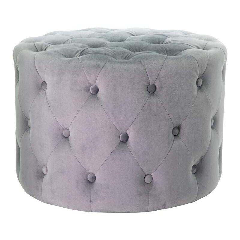 POUF IN VELLUTO CAMILLA DI COLORE GRIGIO SCURO 60 X H 42 CM EFFETTO TRAPUNTATO