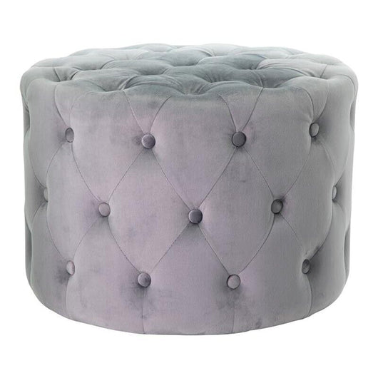 POUF IN VELLUTO CAMILLA DI COLORE GRIGIO SCURO 60 X H 42 CM EFFETTO TRAPUNTATO