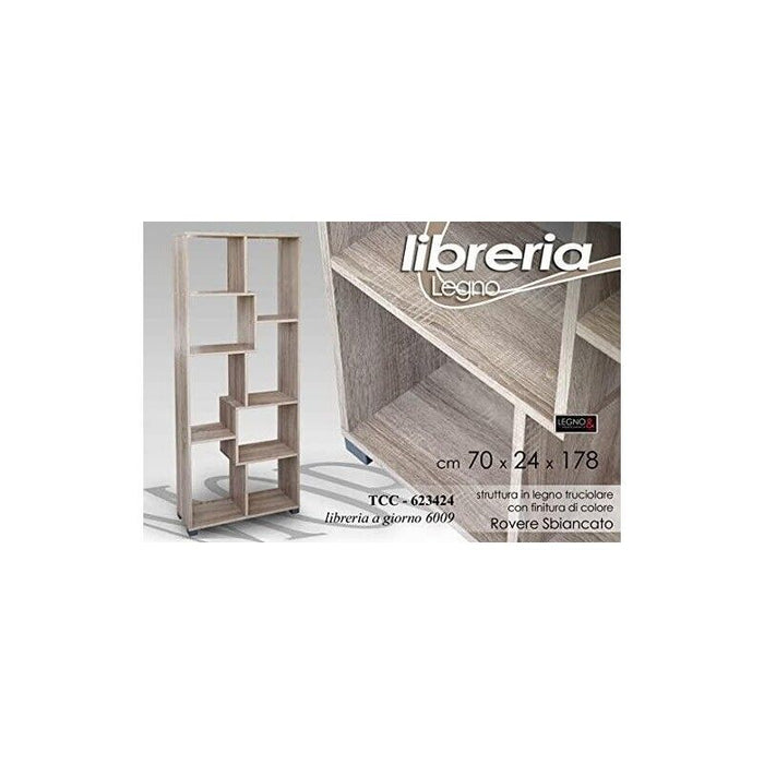 LIBRERIA A GIORNO DESIGN MODERNO 70X24X178CM COLORE ROVERE