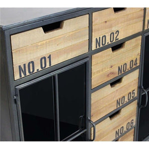 MOBILE CADEN IN ACCIAIO E LEGNO 98,5 X 38,5 X H84 CM CON RUOTE