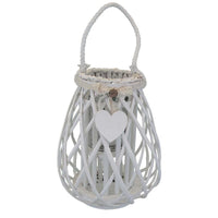 LANTERNA EDWIGE REALIZZATA IN VIMINI CON DECORO CUORE BIANCO