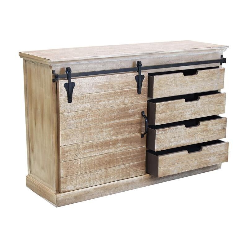 MOBILE COLUM IN LEGNO NATURALE CON ANTA E 4 CASSETTI 124 X 43 X H81,5 CM