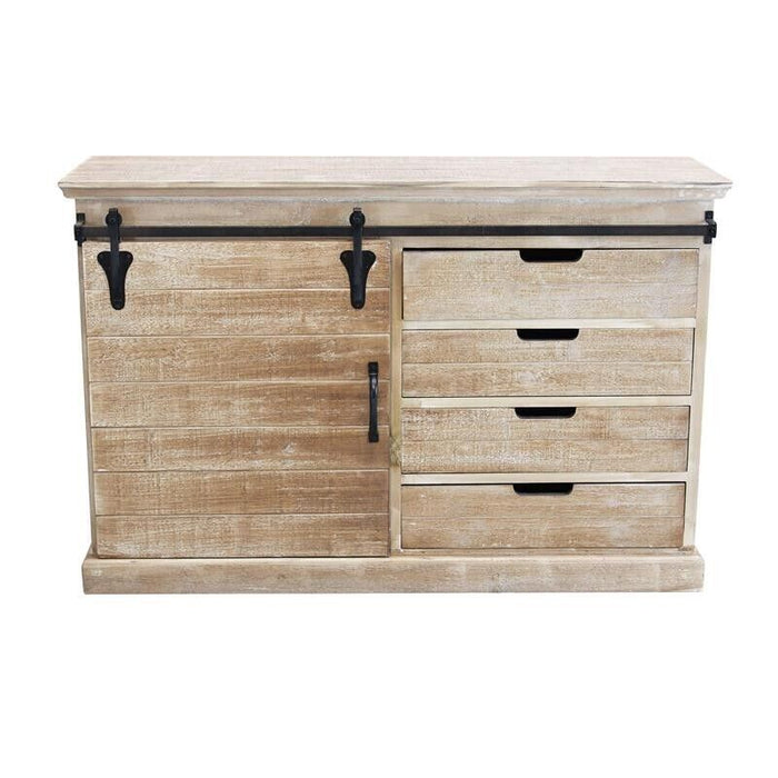 MOBILE COLUM IN LEGNO NATURALE CON ANTA E 4 CASSETTI 124 X 43 X H81,5 CM