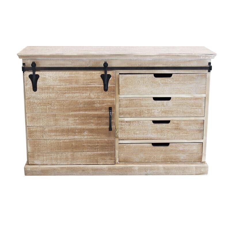 MOBILE COLUM IN LEGNO NATURALE CON ANTA E 4 CASSETTI 124 X 43 X H81,5 CM