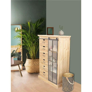 MOBILE CLAUDIUS CON ANTA SCORREVOLE E CASSETTI IN LEGNO 82 X 39,5 X H123 CM