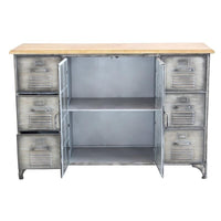 MOBILE IN FERRO ERNEST RIPIANO IN LEGNO 2 ANTE 6 CASSETTI 124,5 X 40,5X H89 CM