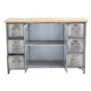 MOBILE IN FERRO ERNEST RIPIANO IN LEGNO 2 ANTE 6 CASSETTI 124,5 X 40,5X H89 CM