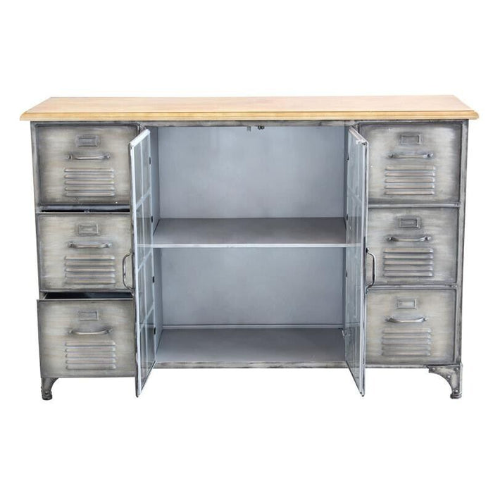 MOBILE IN FERRO ERNEST RIPIANO IN LEGNO 2 ANTE 6 CASSETTI 124,5 X 40,5X H89 CM