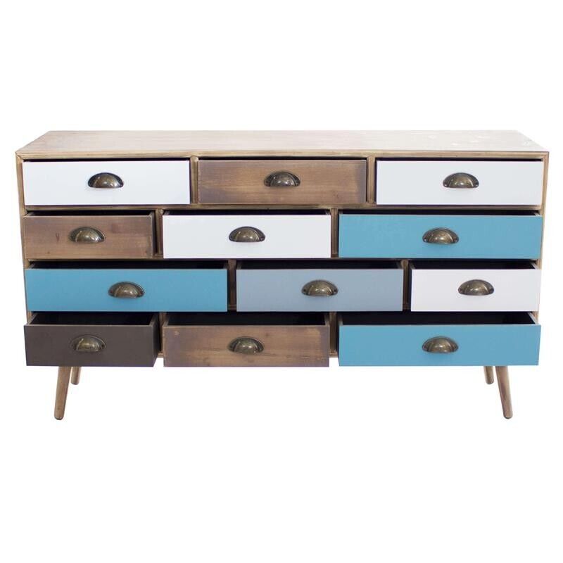 MOBILE JASPER IN LEGNO COLORATO CON 12 CASSETTI 120 X 36,5 X H67 CM