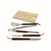 SET 5 UTENSILI DA BARBECUE CON TAGLIERE IN LEGNO 39X24X1.1