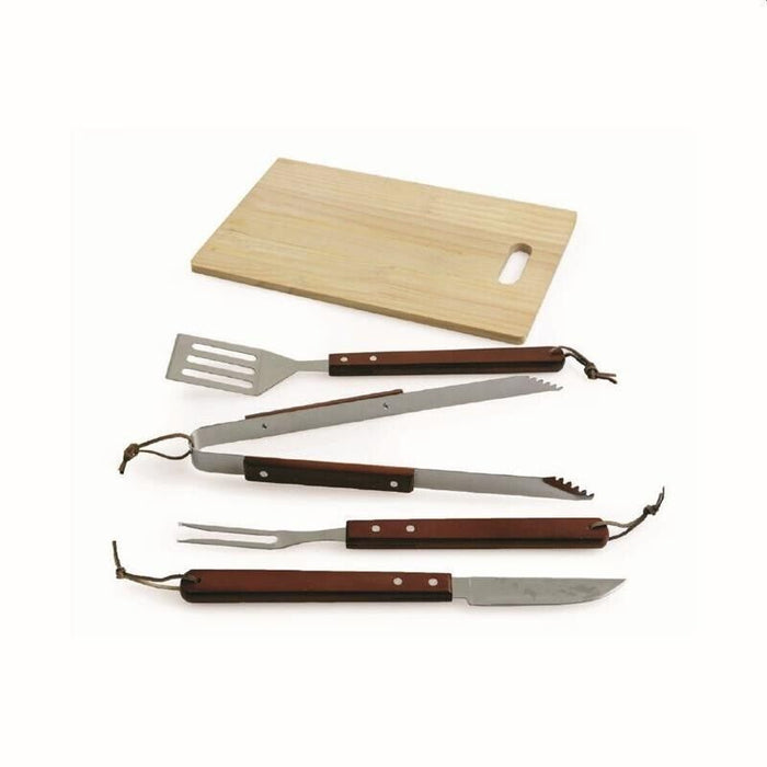 SET 5 UTENSILI DA BARBECUE CON TAGLIERE IN LEGNO 39X24X1.1