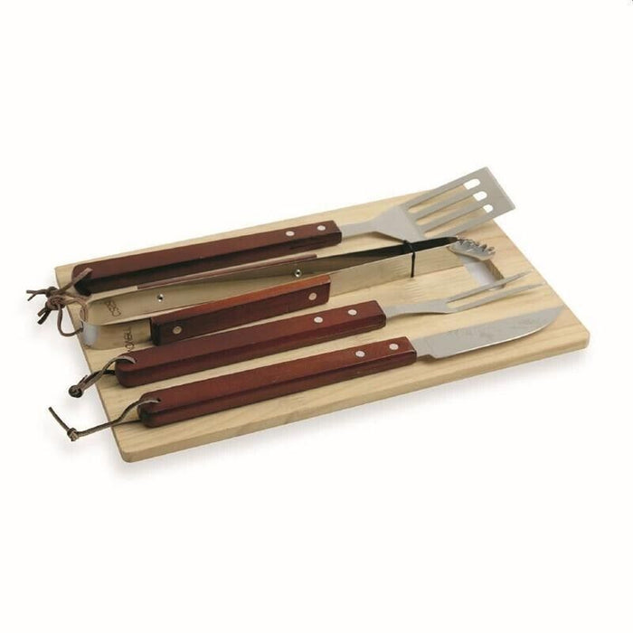 SET 5 UTENSILI DA BARBECUE CON TAGLIERE IN LEGNO 39X24X1.1