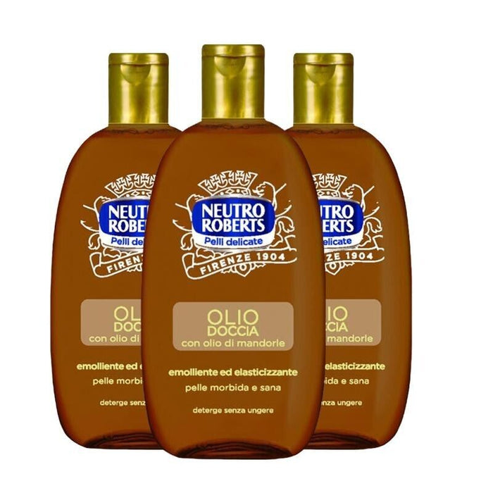 SET 3 CONFEZIONI NEUTRO ROBERTS DETERGENTE OLIO DOCCIA 250ML MANDORLA