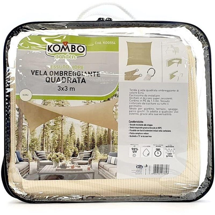 VELA OMBREGGIANTE QUADRATA 3 X 3 MT ECRÙ