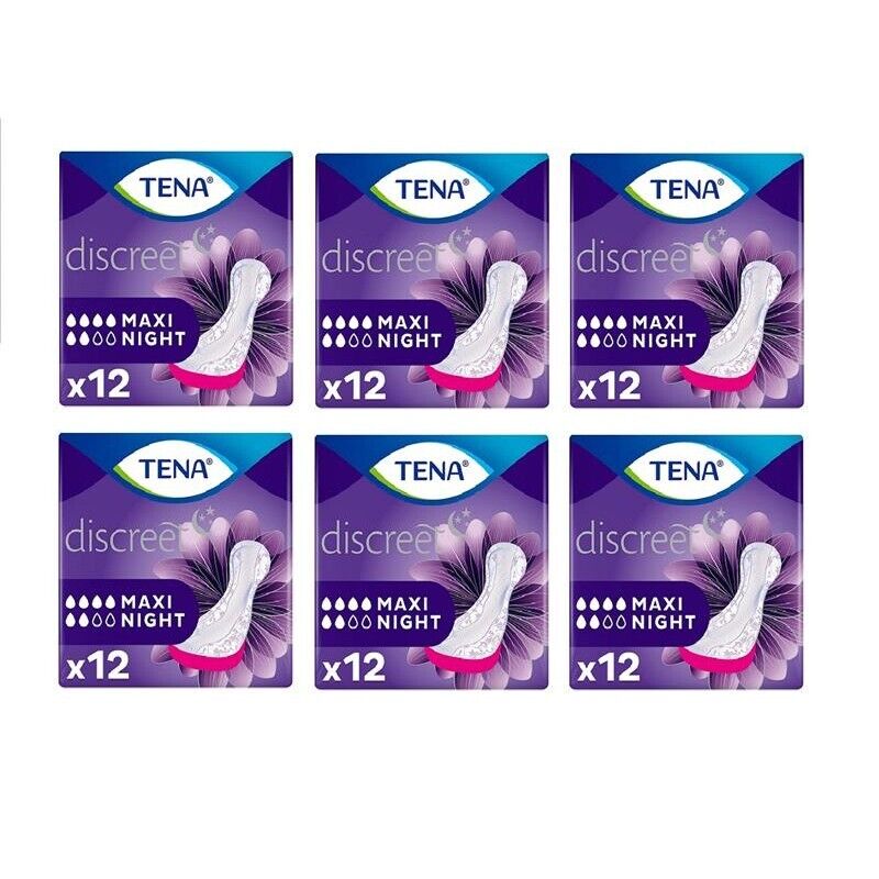 SET 6 CONFEZIONI DI TENA LADY ASSORBENTI MAXI NIGHT 12 PZ
