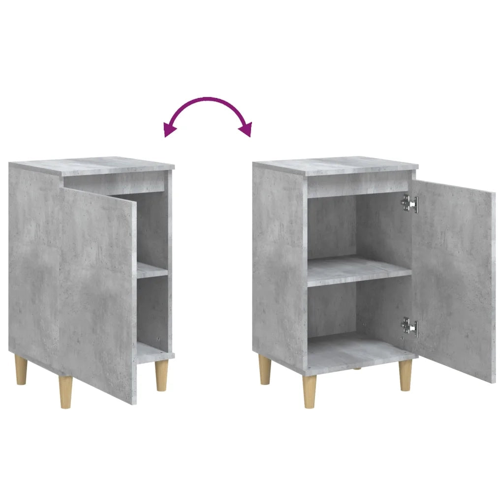 Set di 2 Comodini | Armadio da Notte | Mobiletto da notte Grigio Cemento 40x35x70 cm in Legno Multistrato