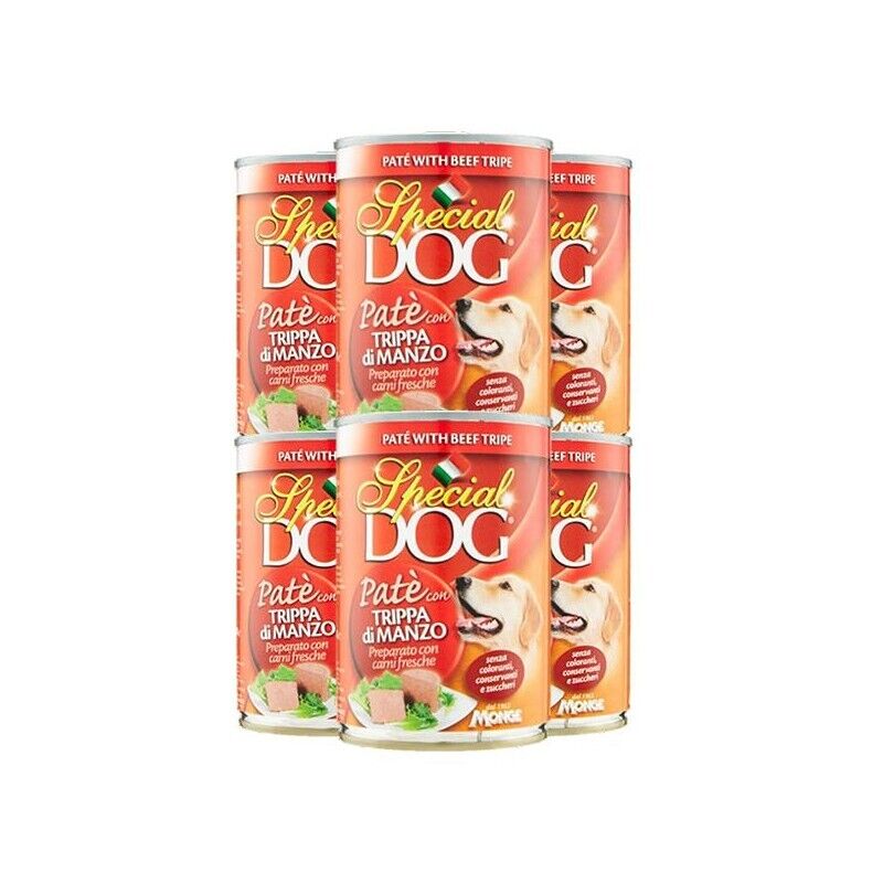 SET DA 6 CONFEZIONI DI SPECIAL DOG PATÈ 400 GR TRIPPA E MANZO