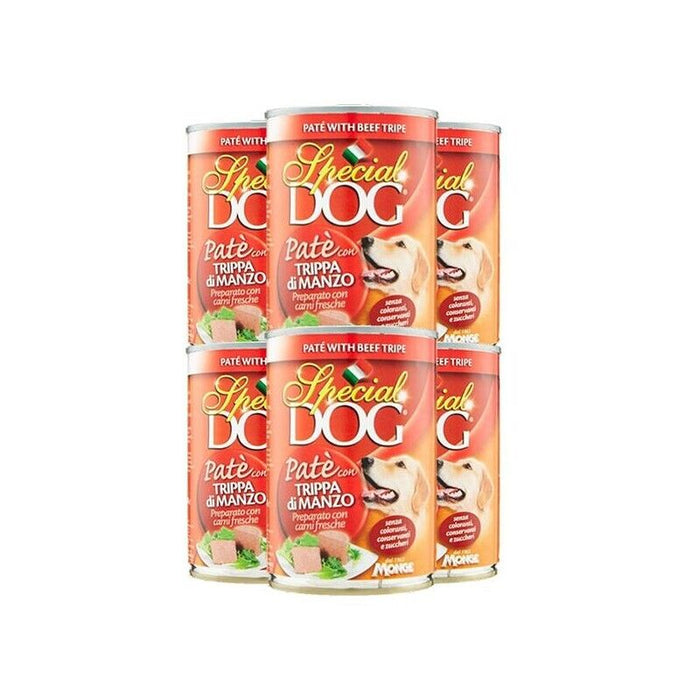 SET DA 6 CONFEZIONI DI SPECIAL DOG PATÈ 400 GR TRIPPA E MANZO