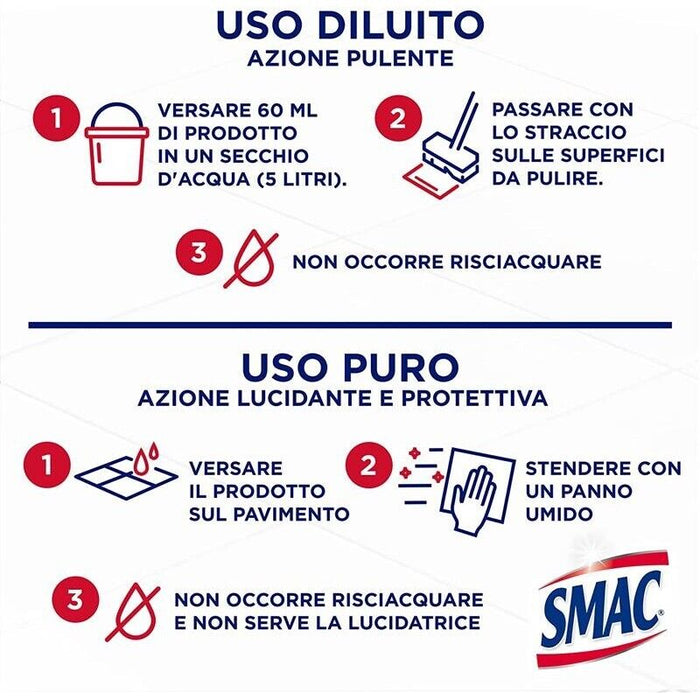 SET 12 CONFEZIONI SMAC TOT GIALLO DETERGENTE LAVAINCERA CON CERA DI CARNUBA 1 LT