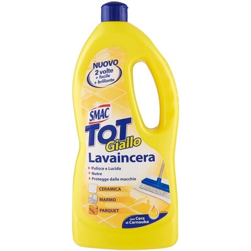 SET 12 CONFEZIONI SMAC TOT GIALLO DETERGENTE LAVAINCERA CON CERA DI CARNUBA 1 LT