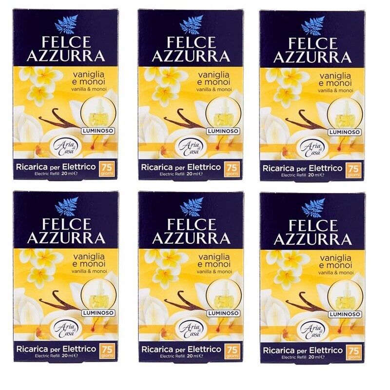 SET 6 FELCE AZZURRA RICARICA PER DIFFUSORE ELETTRICO DA 20 ML VANIGLIA