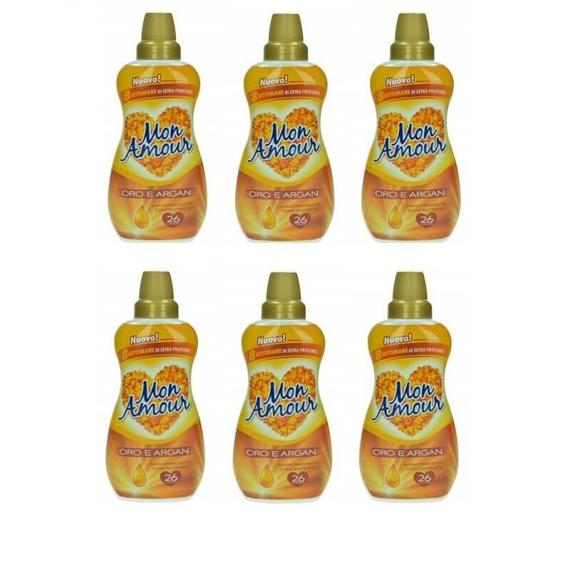 SET 6 FELCE AZZURRA AMMORBIDENTE MON AMOUR ORO E ARGAN 26 LAVAGGI 650 ML