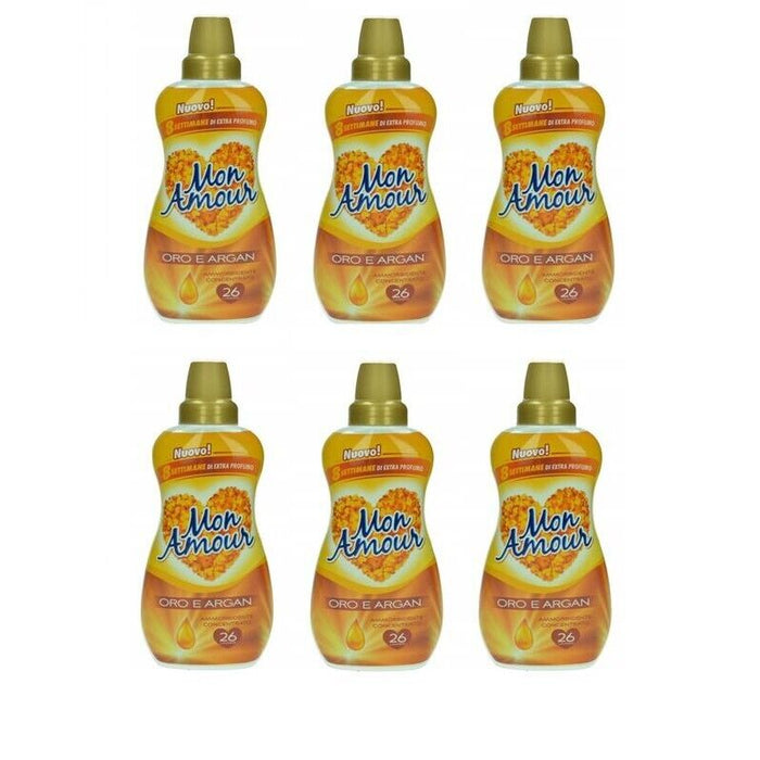 SET 6 FELCE AZZURRA AMMORBIDENTE MON AMOUR ORO E ARGAN 26 LAVAGGI 650 ML