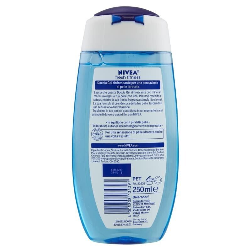 SET 3 CONFEZIONI DI NIVEA DOCCIA GEL 250 ML FITNESS