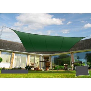 TENDA VELA DA SOLE QUADRATA IN COTONE E POLIESTERE 3 X 3 METRI VERDE 190 GR