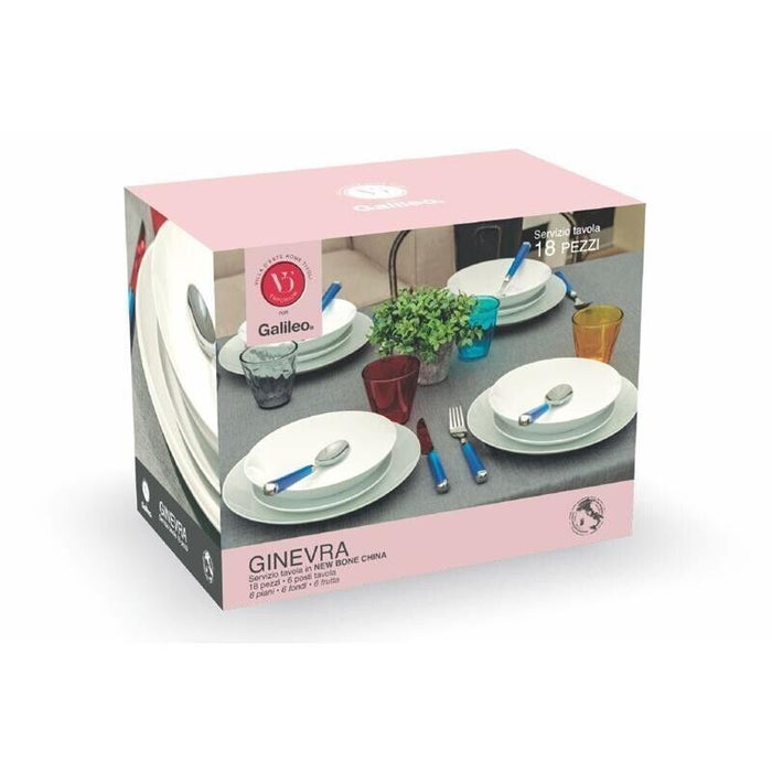 SERVIZIO DI PIATTI GINEVRA IN SET DA 18 PEZZI COLORE BIANCO